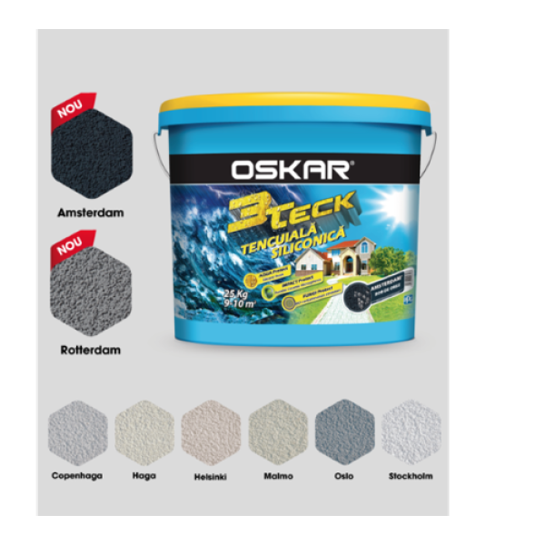 Oskar 3 Teck Tencuială Siliconică cu Rezistență la Umezeală Structură Bob de Orez 25 Kg