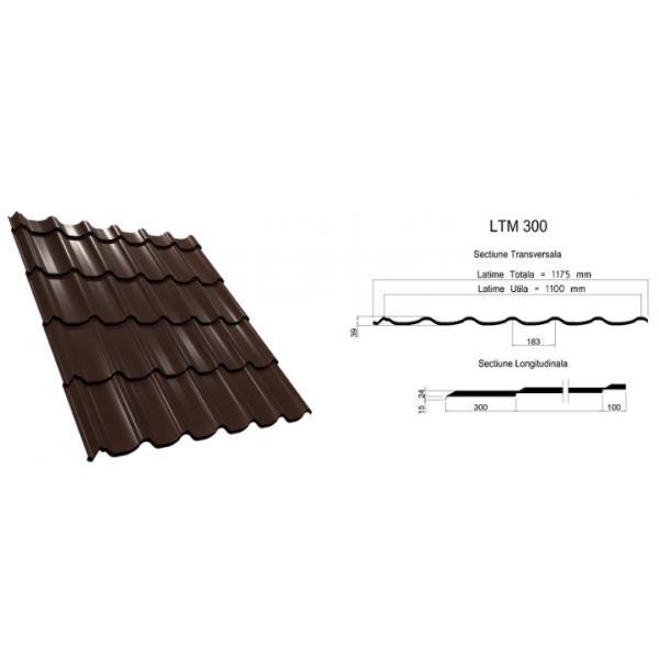 Tigla metalica Lindab LTM 300 finisaj MAT Tigla metalica Lindab LTM 300 finisaj MAT